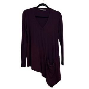 Alembika Asymmetrical Knit Tunic Top Size 2 US Size M Dark Purple‎ Lagenlook